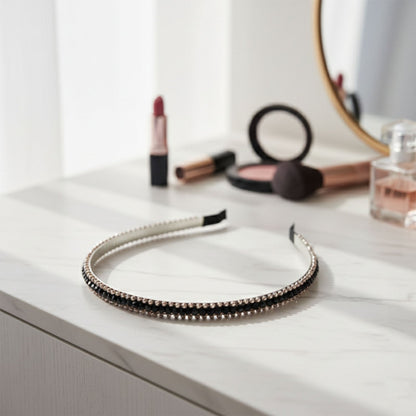 Chic black studded hair band