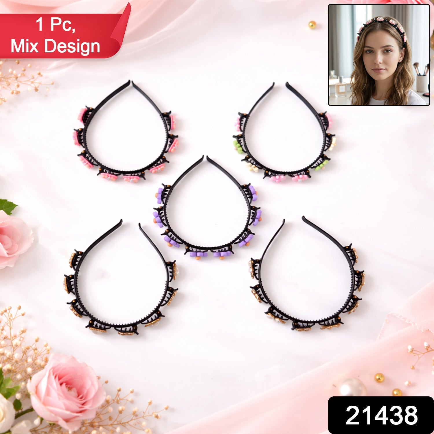 decorative floral bead hairband