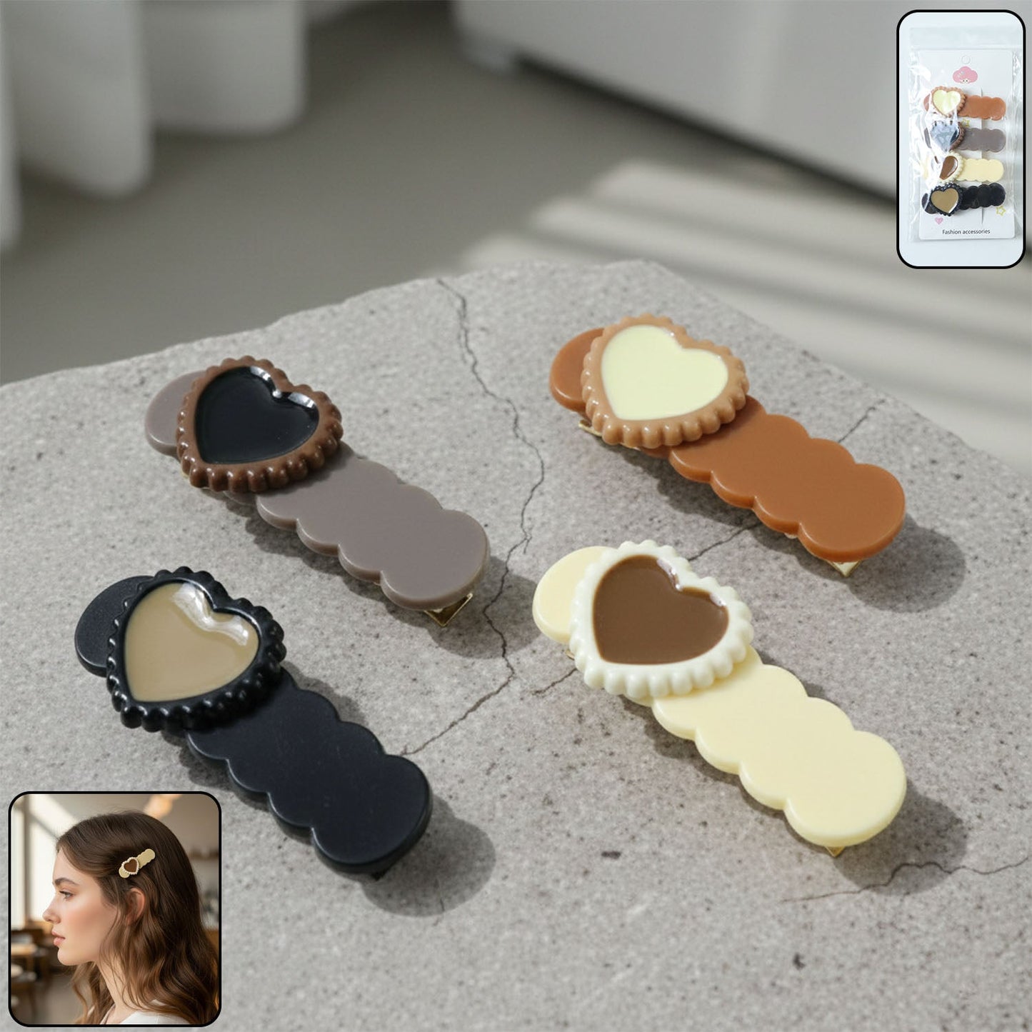 Cute heart shape hair accessories
