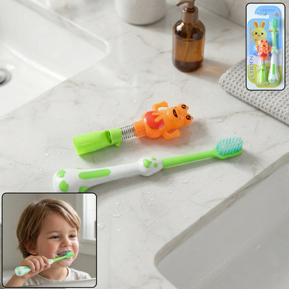 Kids cartoon frog toothbrush set