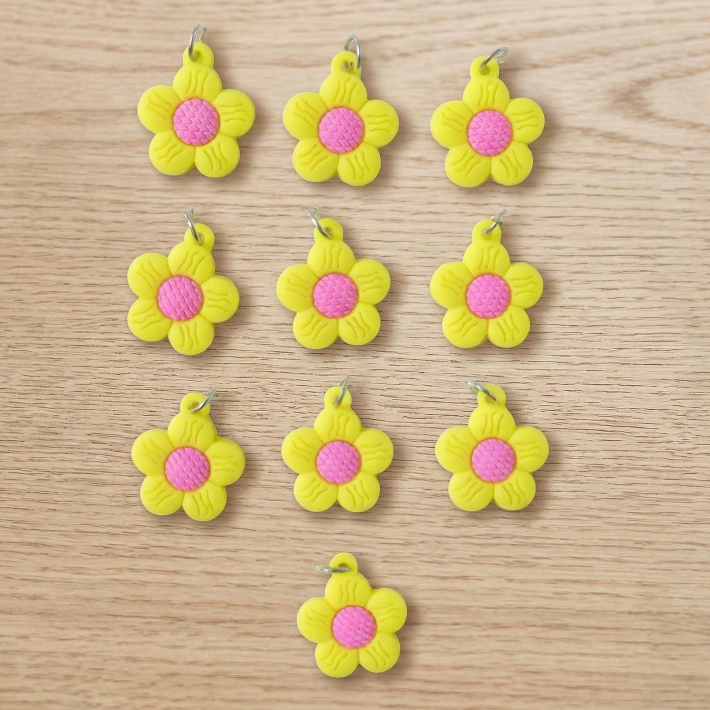 Cute Flower Shape Bag Charm Keychain Set (10 Pc Set)
