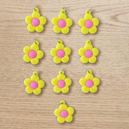 Cute Flower Shape Bag Charm Keychain Set (10 Pc Set)