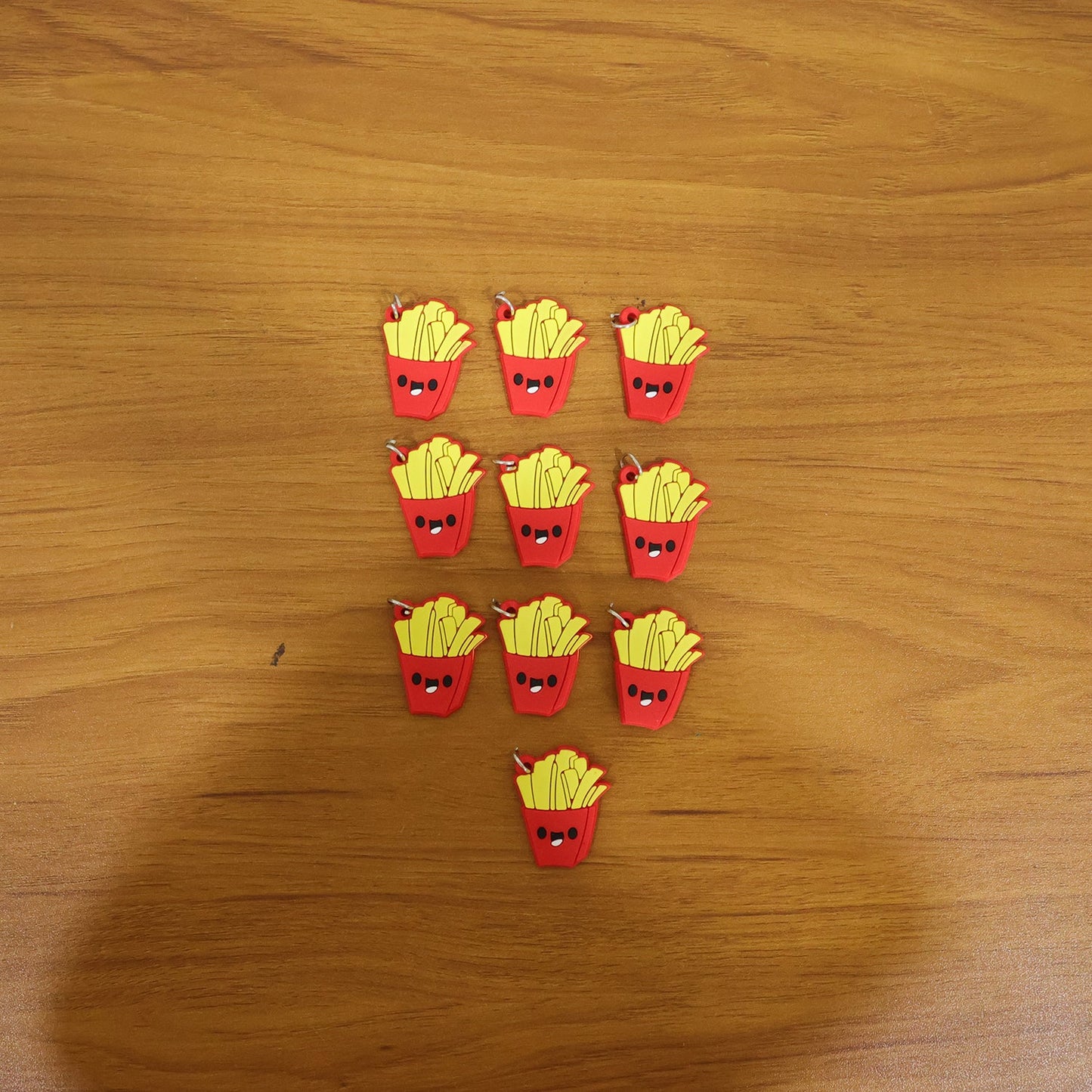 Cute French Fries Shap Bag Charm Keychain Set (10 Pc)