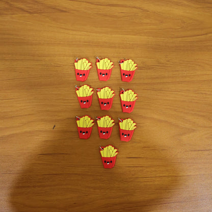 Cute French Fries Shap Bag Charm Keychain Set (10 Pc)