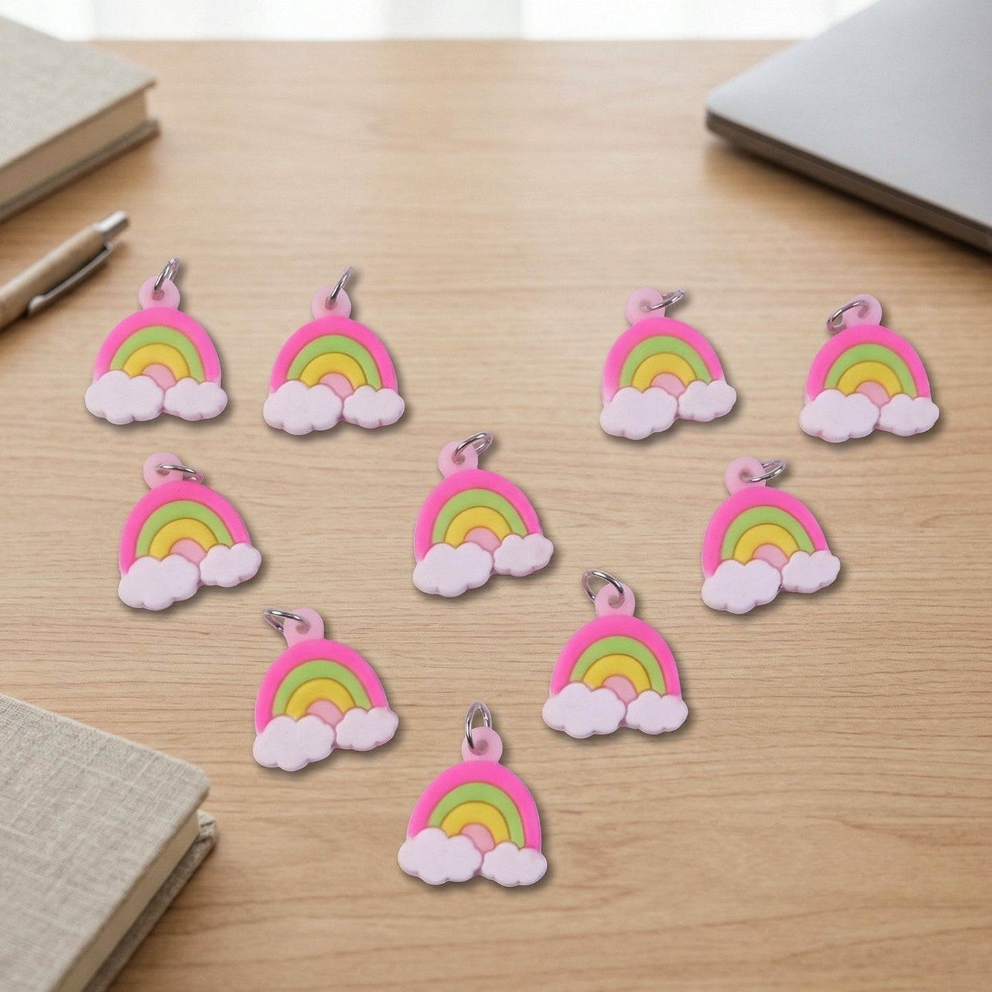 Cute Rainbow Cloud Bag Charm Keychain Set (10 Pc)
