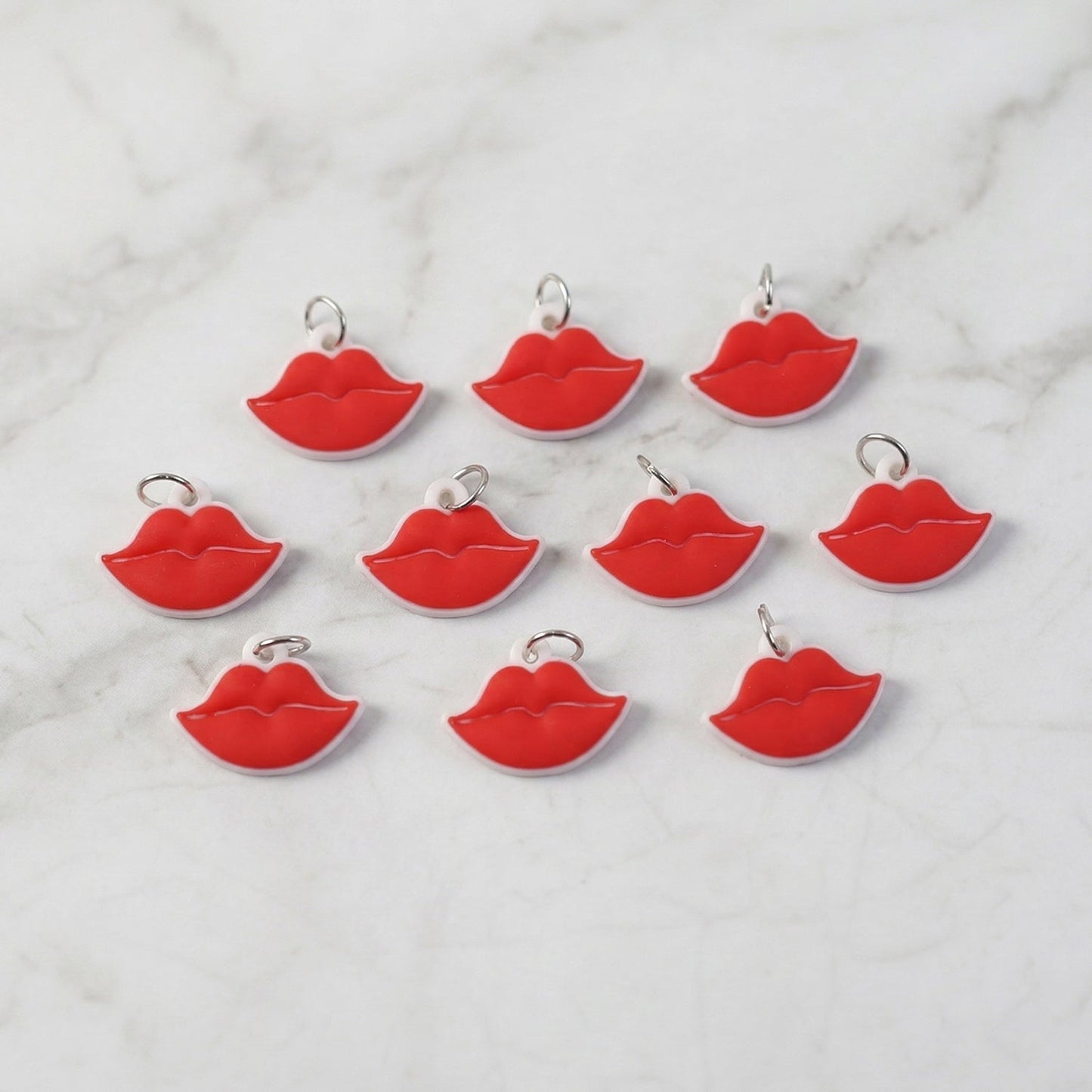 Cute Lips Shape Bag Charm Keychain Set (10 Pc)