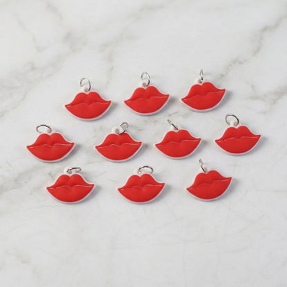 Cute Lips Shape Bag Charm Keychain Set (10 Pc)