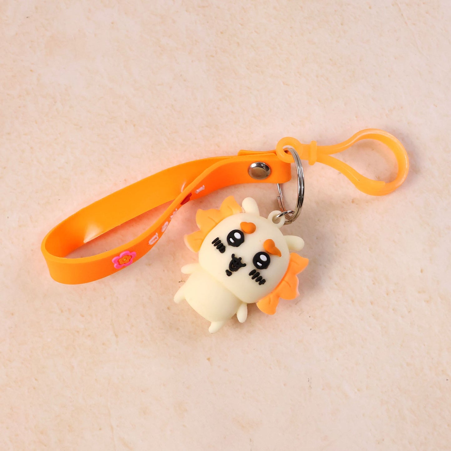 Cute Cartoon Lion Silicone Keychain (1 Pc)