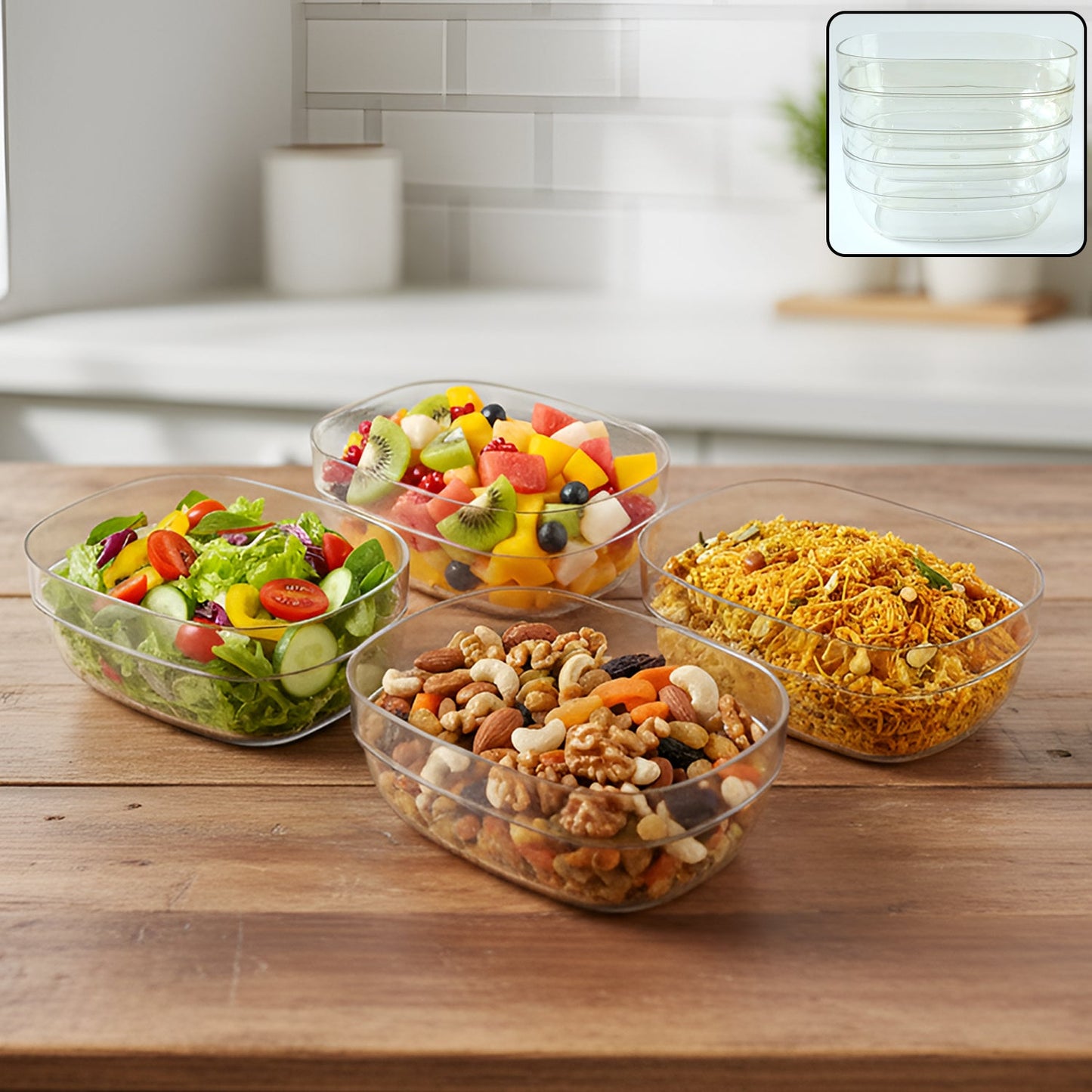 Transparent Multipurpose Serving Bowl Set (4 Pc Set)