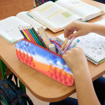 kids pencil pouch with pop it bubble design