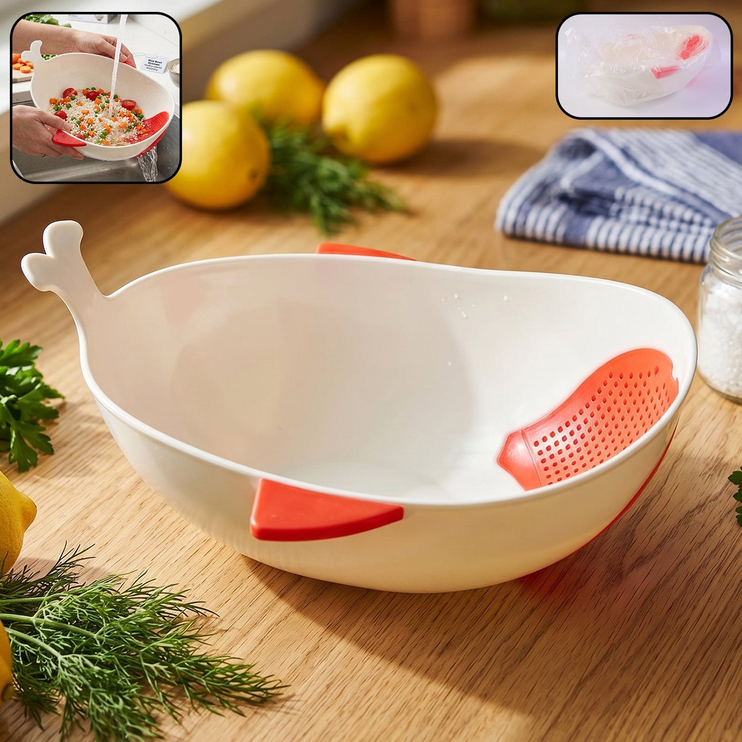 Fish-Shaped Rice Drainer for Efficient Washing and Draining – 1 Pc