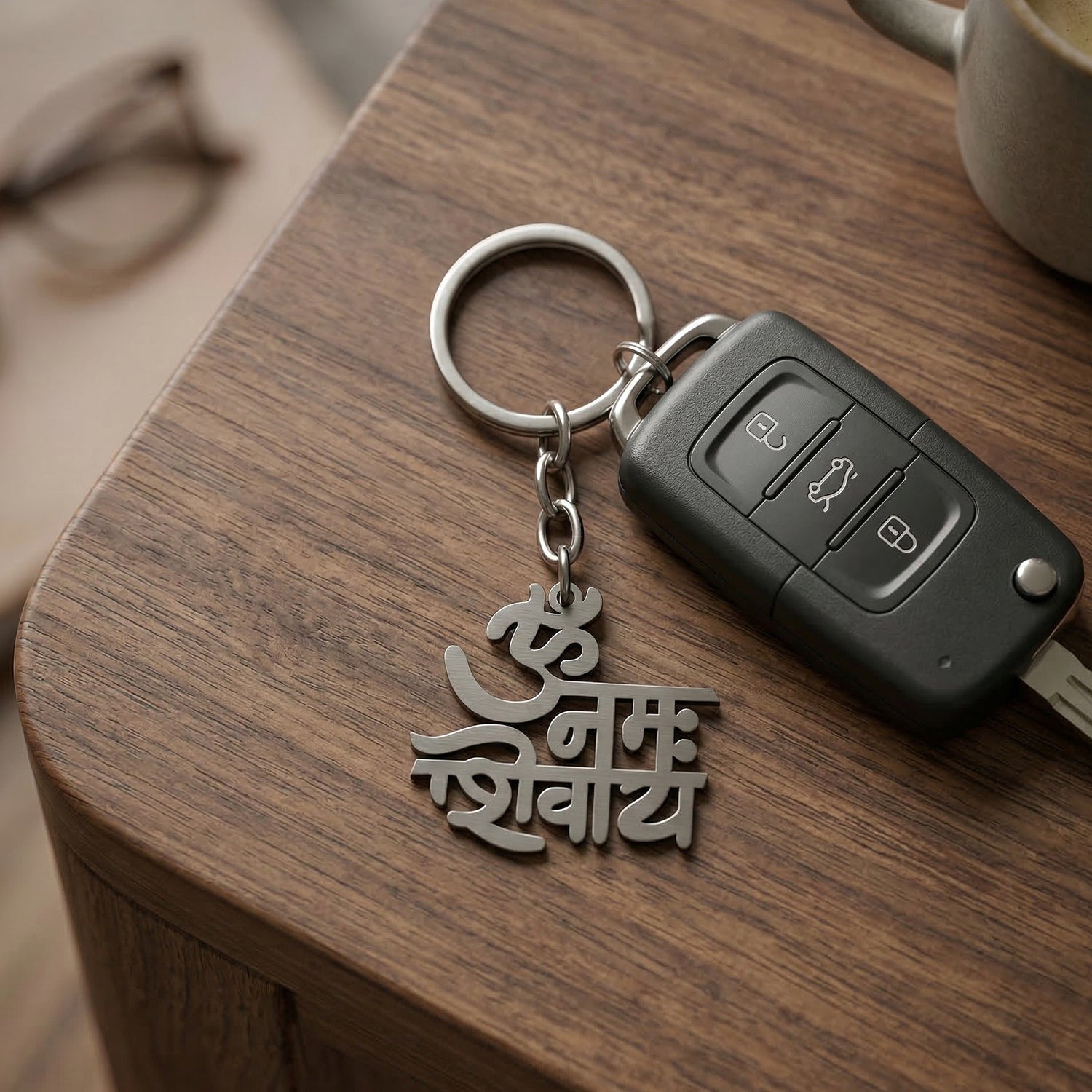 shiva mantra metal keychain