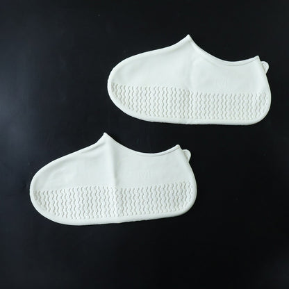 Waterproof Silicone Shoe Cover White Color (1 Pair, Medium Size)