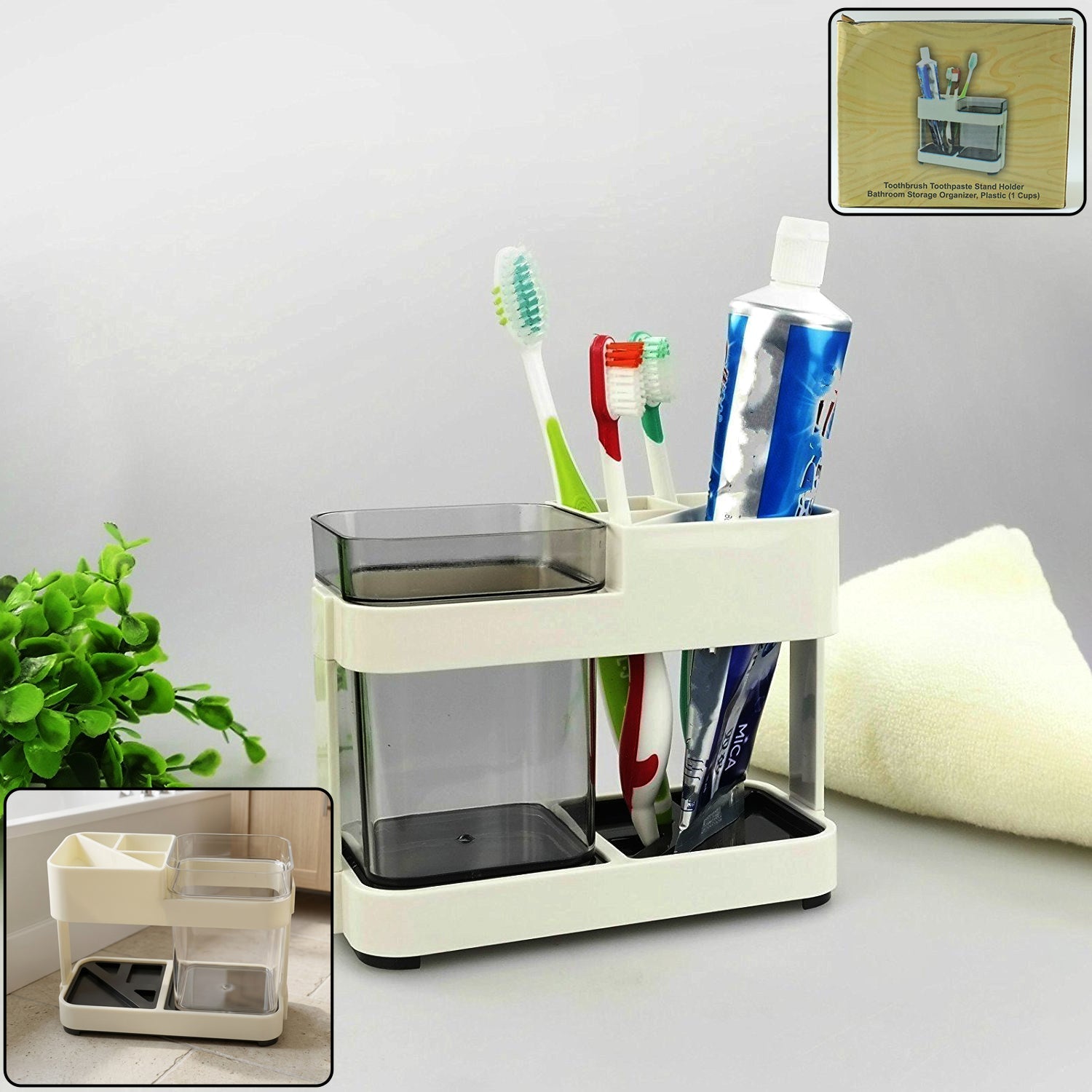 Toothbrush toothpaste holder stand