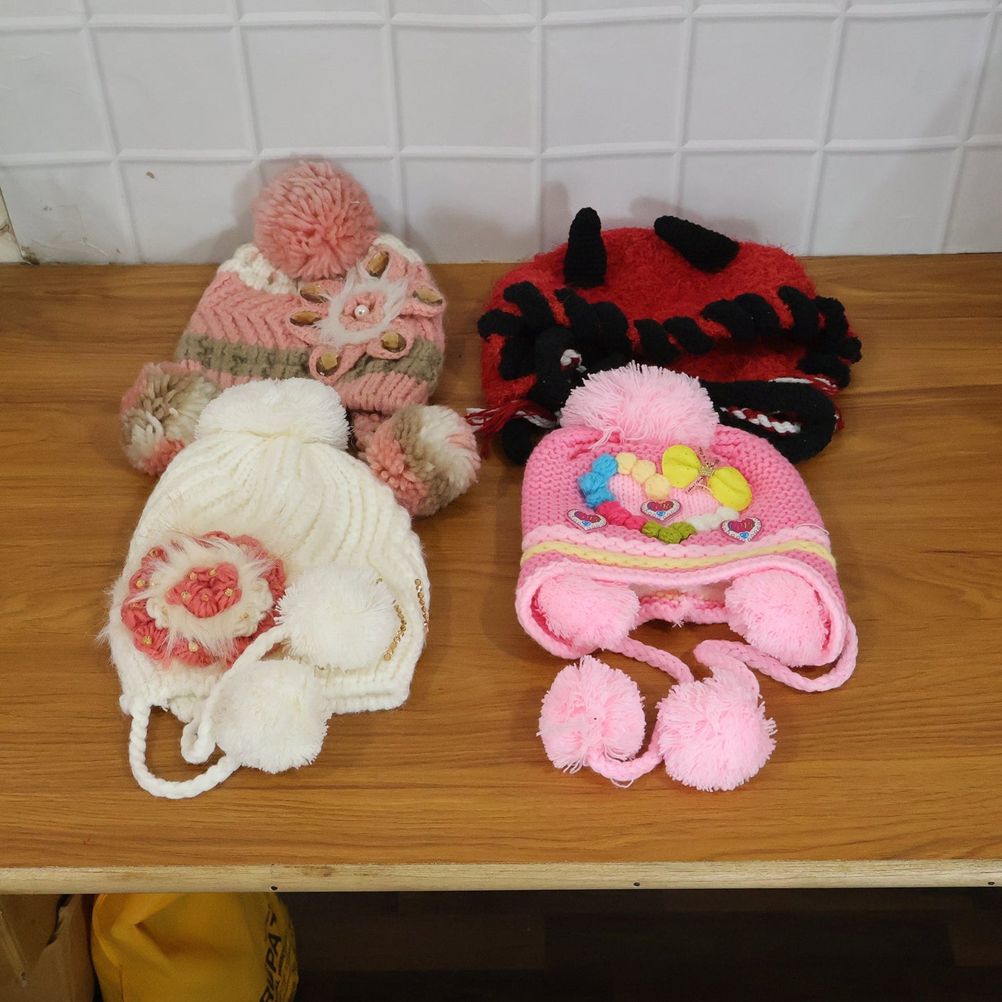 knitted ear flap cap for kids winter wear