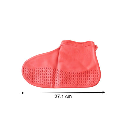 Waterproof Silicone Shoe Cover Red Color (1 Pair, Medium Size)