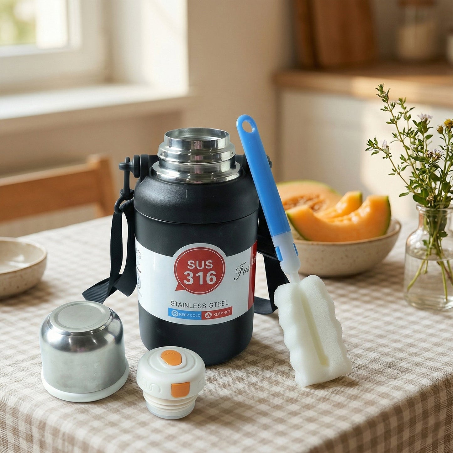 Premium Vacuum Insulated Stainless Steel Bottle Cup with Handle (900ML Approx)