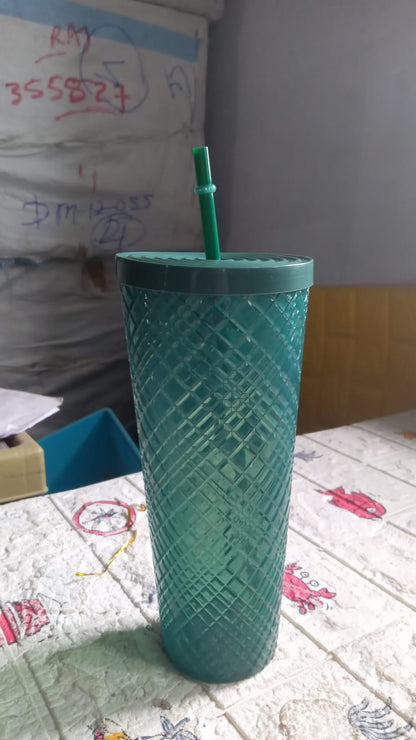 Cup with Straw & LED Lighting Reusable Matte Studded Tumbler (1 Pc)