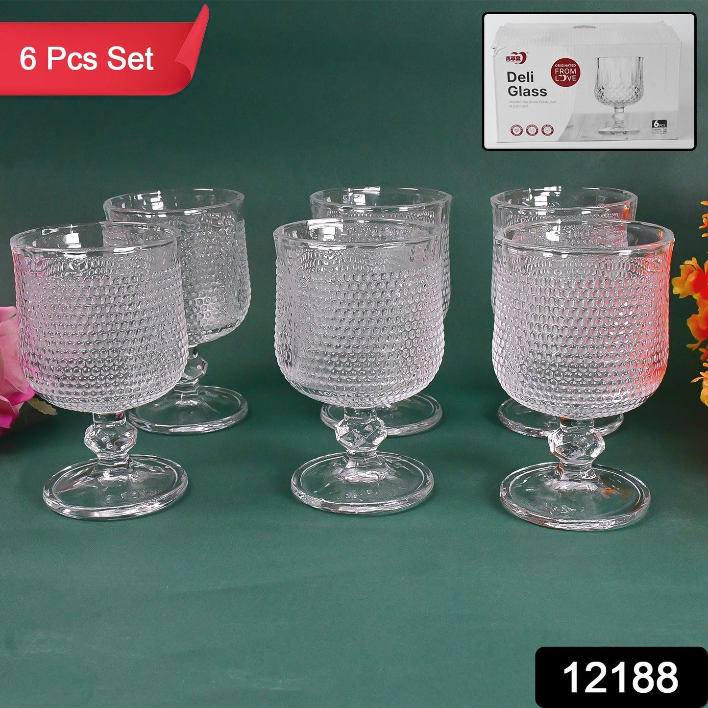 Juice water Glass Tumbler, Water glass (Set of 6 pcs / 185 ML)