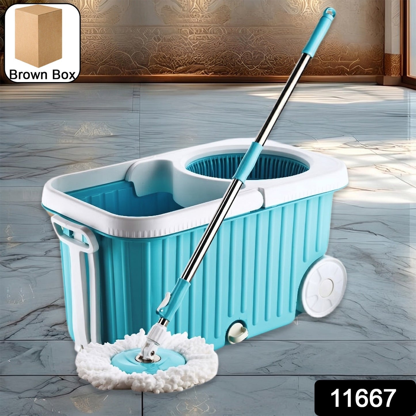 Apex Magic 360° Spin Mop Cleaning System with Stainless Steel Spinner