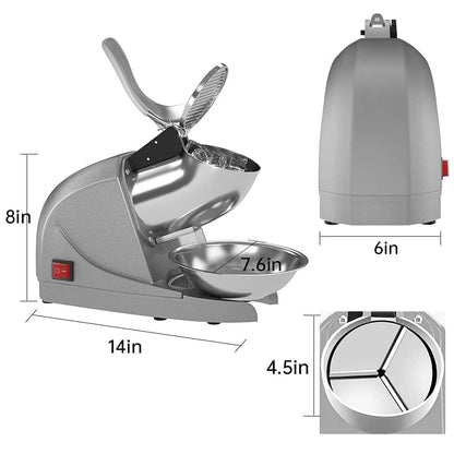 Electric Ice Crushing Machine with Stainless Steel Bowl 1 Set