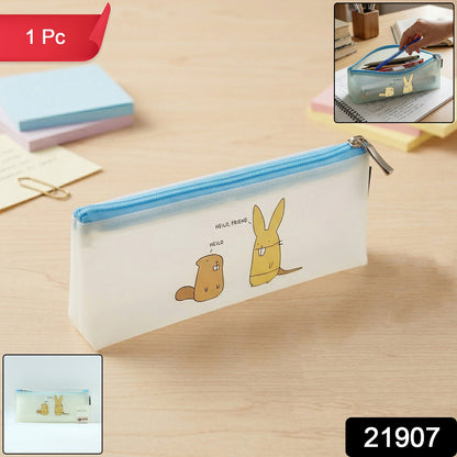 Cute Cartoon Transparent Pencil Pouch (1 Pc)