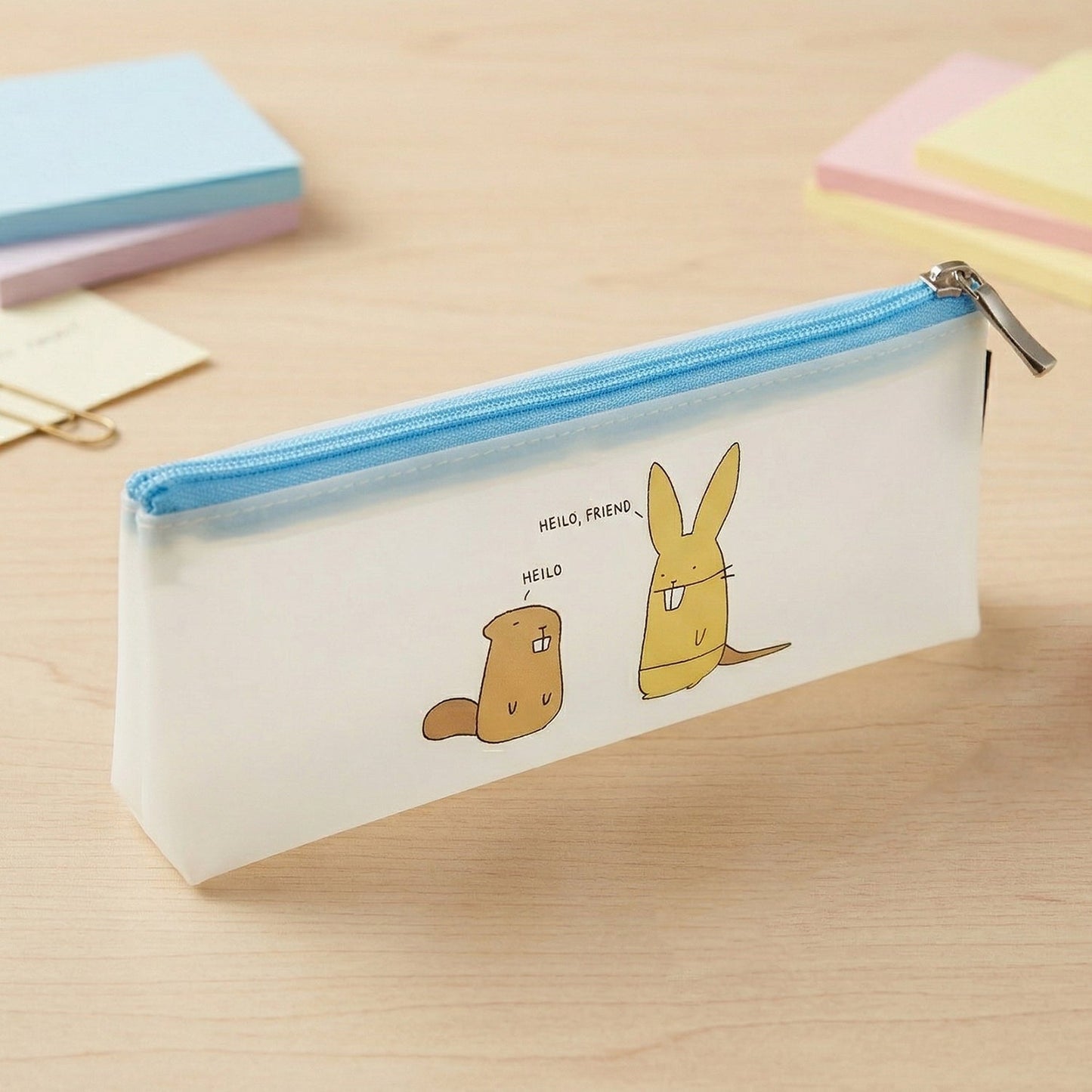 Cute Cartoon Transparent Pencil Pouch (1 Pc)
