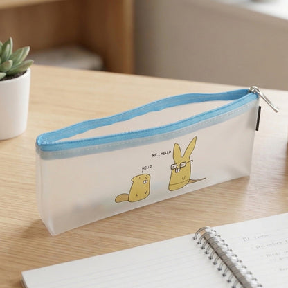 Cute Cartoon Transparent Pencil Pouch (1 Pc)