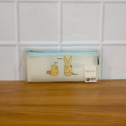 Cute Cartoon Transparent Pencil Pouch (1 Pc)