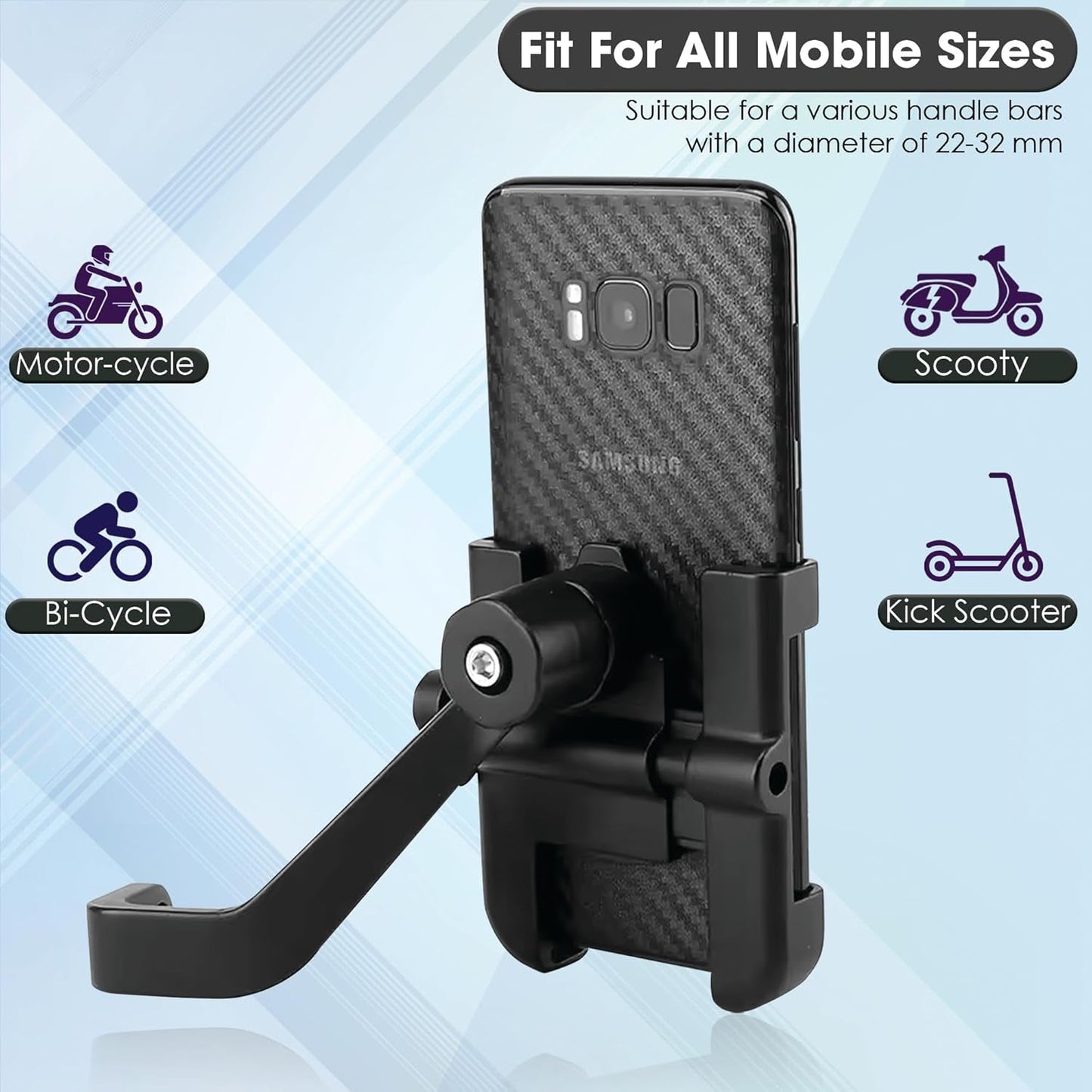 Mobile Phone Holder  View Mirror Mount Solid Metal Cradle for Bike and Phones
