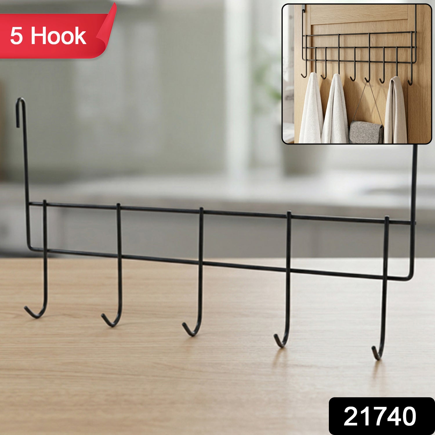  door hanging 5 hook rack