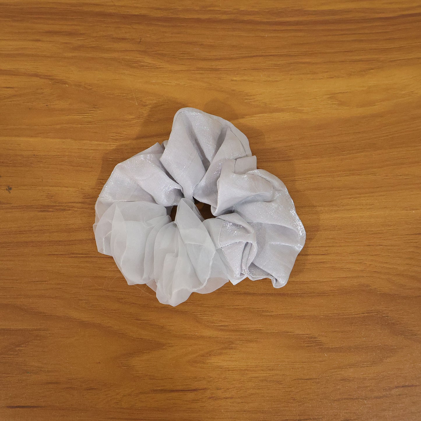 Dual-Tone Satin & Mesh Fabric Hair Scrunchie (1 Pc)