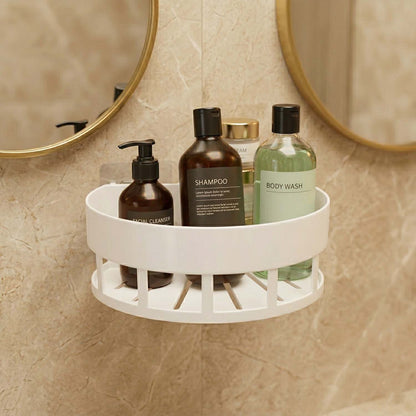 Self-Adhesive Corner Bathroom Shelf with Fast-Drain Holes (1 Pc)