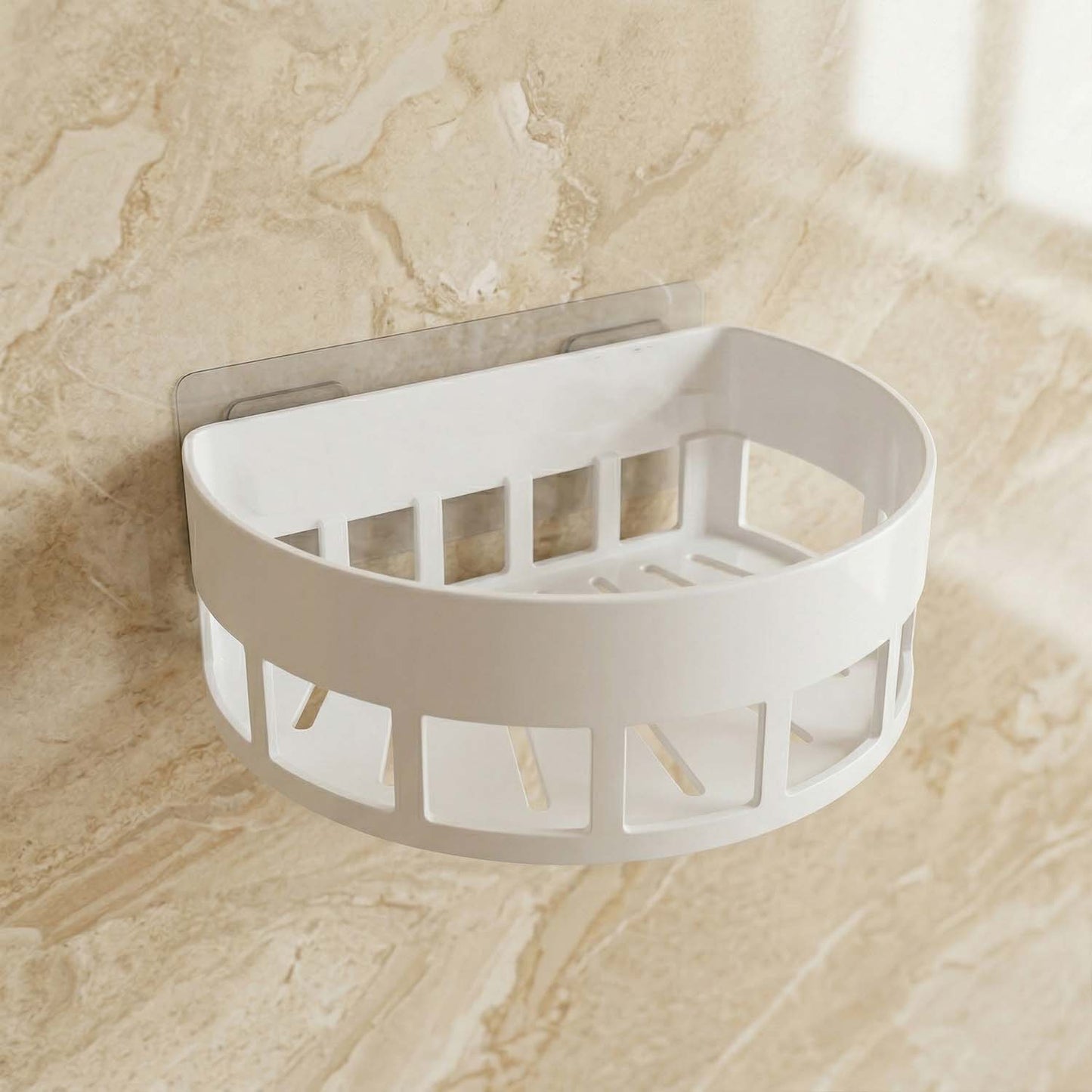 Self-Adhesive Corner Bathroom Shelf with Fast-Drain Holes (1 Pc)