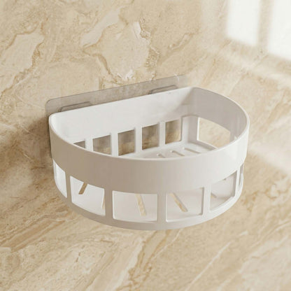 Self-Adhesive Corner Bathroom Shelf with Fast-Drain Holes (1 Pc)