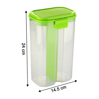 Plastic 2 Sections Air Tight Transparent Food Grain Cereal Storage Container (2 ltr)